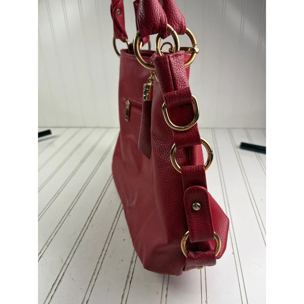 Vintage Y2K Red Pebbled Vegan Leather Hobo Slouchy Shoulder Bag Purse